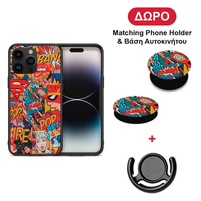 PopArt OMG - iPhone 15 Pro Max θήκη + Δώρο Phone Holder & Βάση Αυτοκινήτου