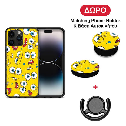 PopArt Sponge - iPhone 15 Pro Max θήκη + Δώρο Phone Holder & Βάση Αυτοκινήτου