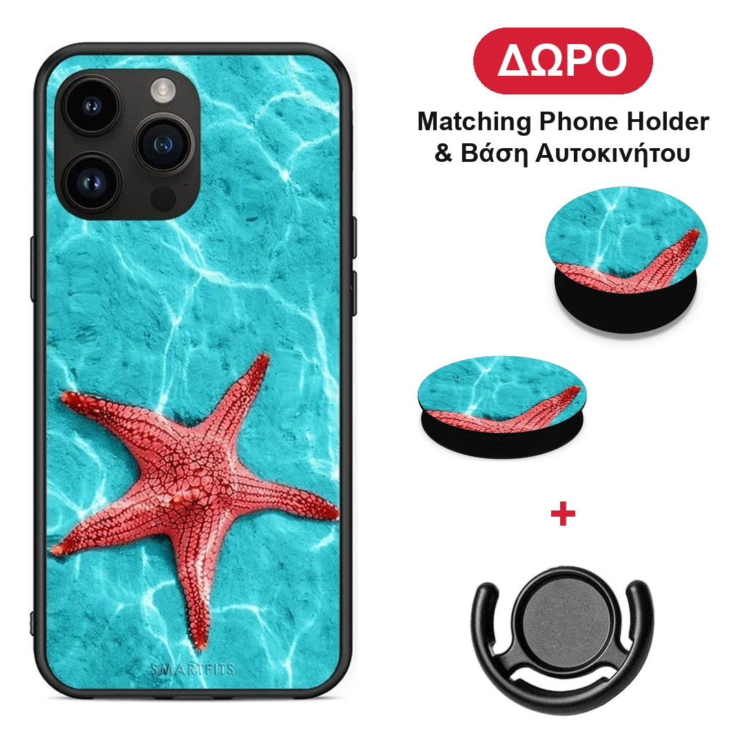 Red Starfish - iPhone 15 Pro Max θήκη + Δώρο Phone Holder & Βάση Αυτοκινήτου
