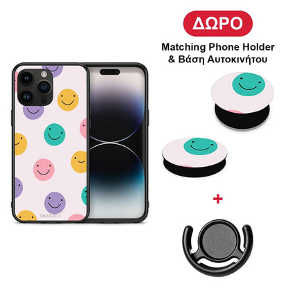 Smiley Faces - iPhone 15 Pro Max θήκη + Δώρο Phone Holder & Βάση Αυτοκινήτου