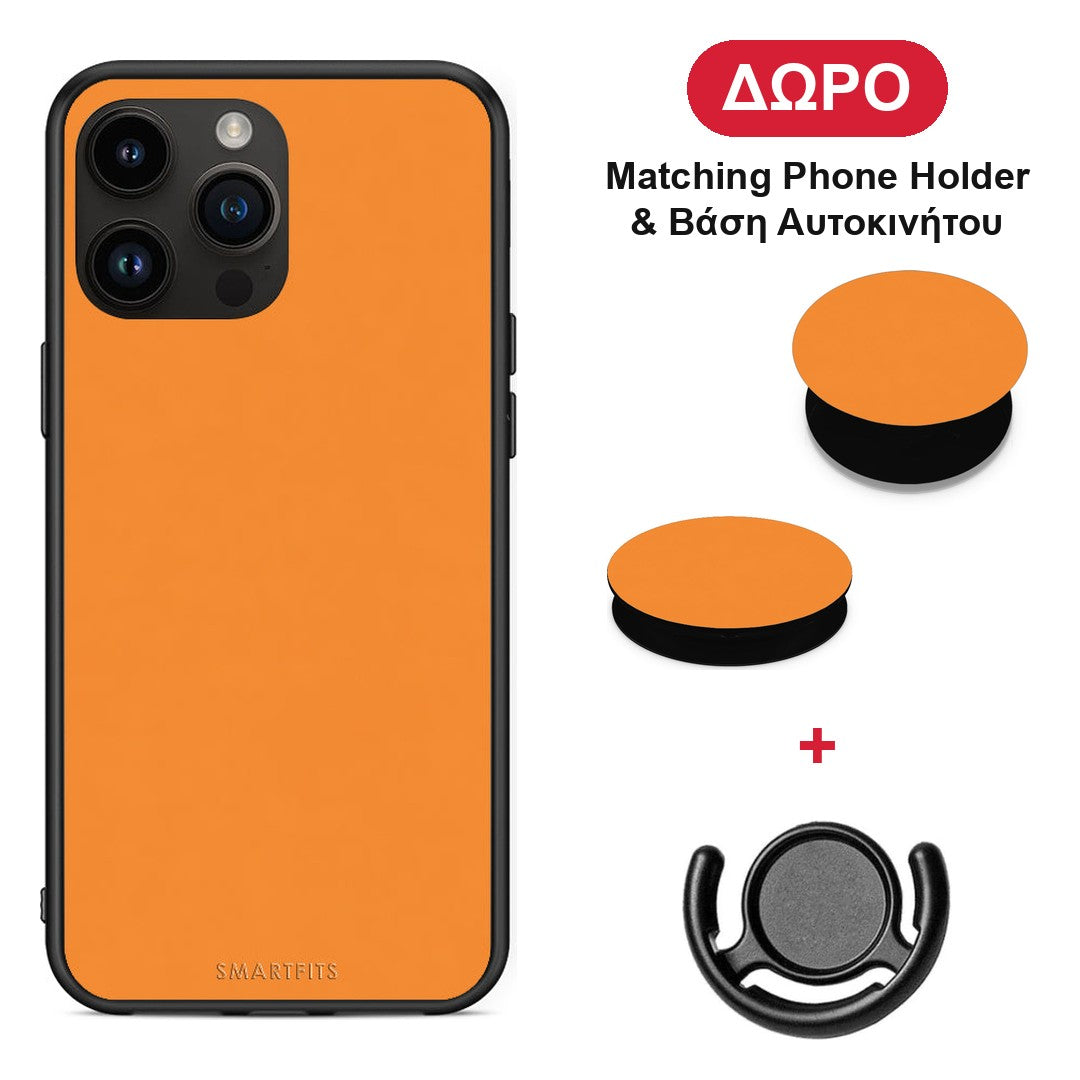 Tangerine Orange - iPhone 15 Pro Max θήκη + Δώρο Phone Holder & Βάση Αυτοκινήτου