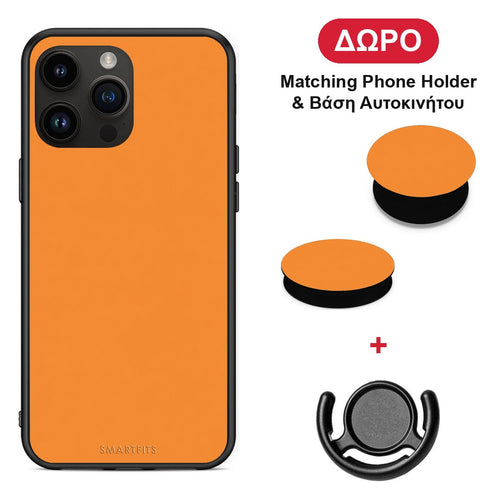 Tangerine Orange - iPhone 15 Pro Max θήκη + Δώρο Phone Holder & Βάση Αυτοκινήτου