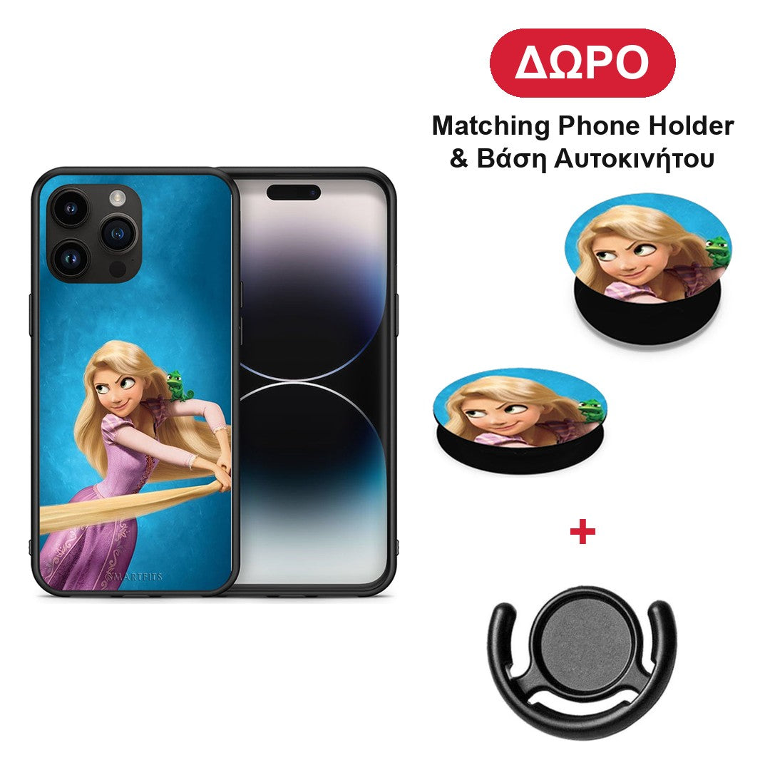 Tangled 2 - iPhone 15 Pro Max θήκη + Δώρο Phone Holder & Βάση Αυτοκινήτου