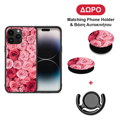 Valentine RoseGarden - iPhone 15 Pro Max θήκη + Δώρο Phone Holder & Βάση Αυτοκινήτου