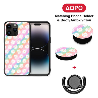 White Daisies - iPhone 15 Pro Max θήκη + Δώρο Phone Holder & Βάση Αυτοκινήτου