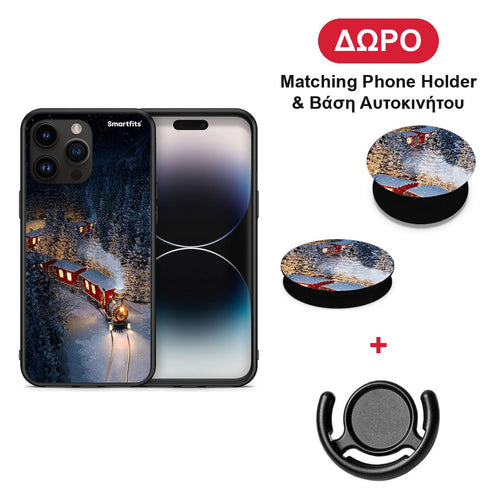 Xmas Train - iPhone 15 Pro Max θήκη + Δώρο Phone Holder & Βάση Αυτοκινήτου