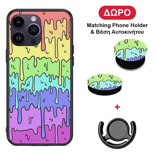 Melting Rainbow - iPhone 15 Pro θήκη + Δώρο Phone Holder & Βάση Αυτοκινήτου