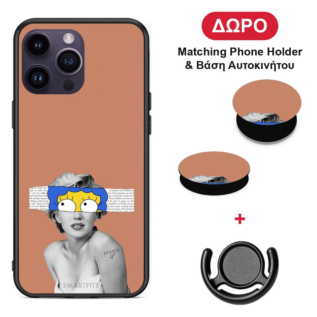 Sim Merilyn - iPhone 15 Pro θήκη + Δώρο Phone Holder & Βάση Αυτοκινήτου