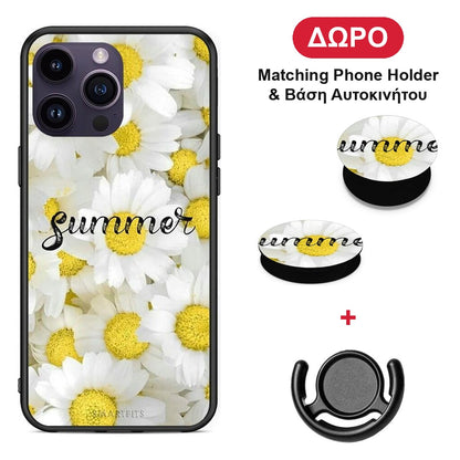 Summer Daisies - iPhone 15 Pro θήκη + Δώρο Phone Holder & Βάση Αυτοκινήτου