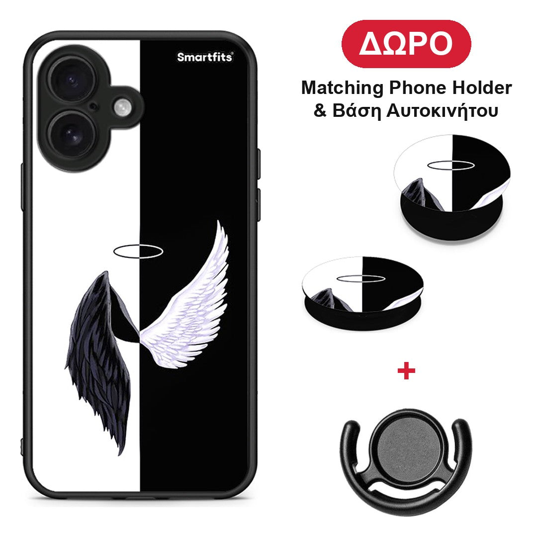 Angels Demons - iPhone 16 θήκη + Δώρο Phone Holder & Βάση Αυτοκινήτου