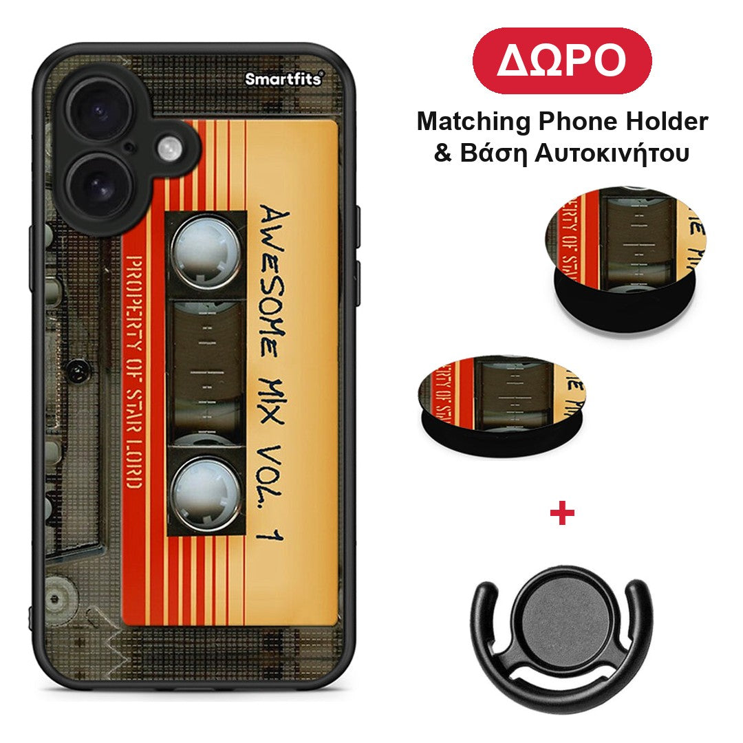 Awesome Mix - iPhone 16 θήκη + Δώρο Phone Holder & Βάση Αυτοκινήτου
