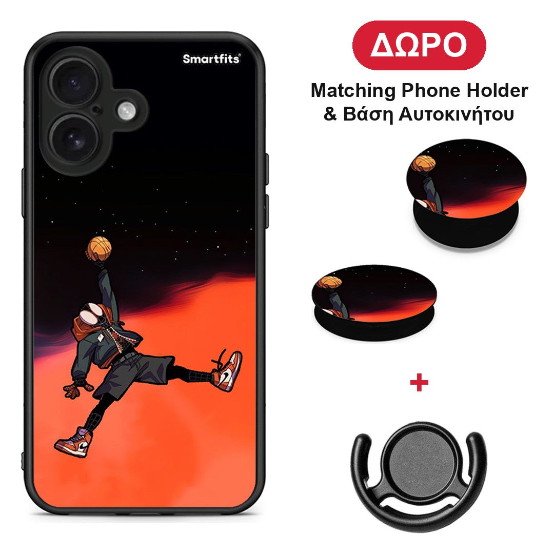 Basketball Hero - iPhone 16 θήκη + Δώρο Phone Holder & Βάση Αυτοκινήτου