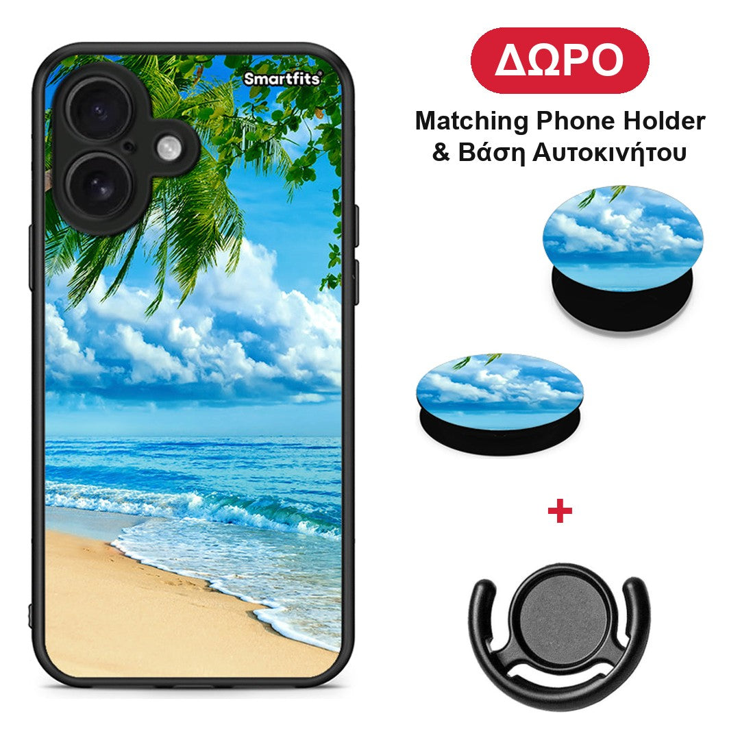 Beautiful Beach - iPhone 16 θήκη + Δώρο Phone Holder & Βάση Αυτοκινήτου