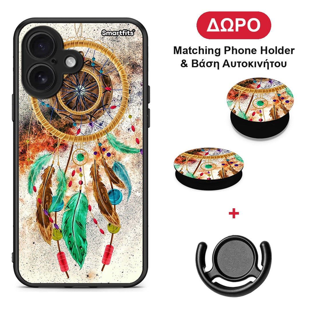 Boho DreamCatcher - iPhone 16 θήκη + Δώρο Phone Holder & Βάση Αυτοκινήτου