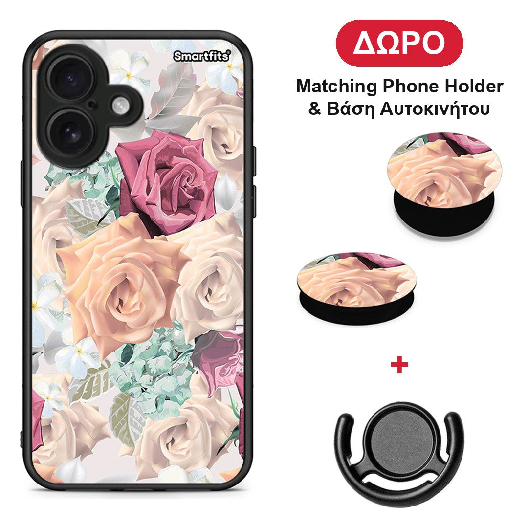 Floral Bouquet - iPhone 16 θήκη + Δώρο Phone Holder & Βάση Αυτοκινήτου