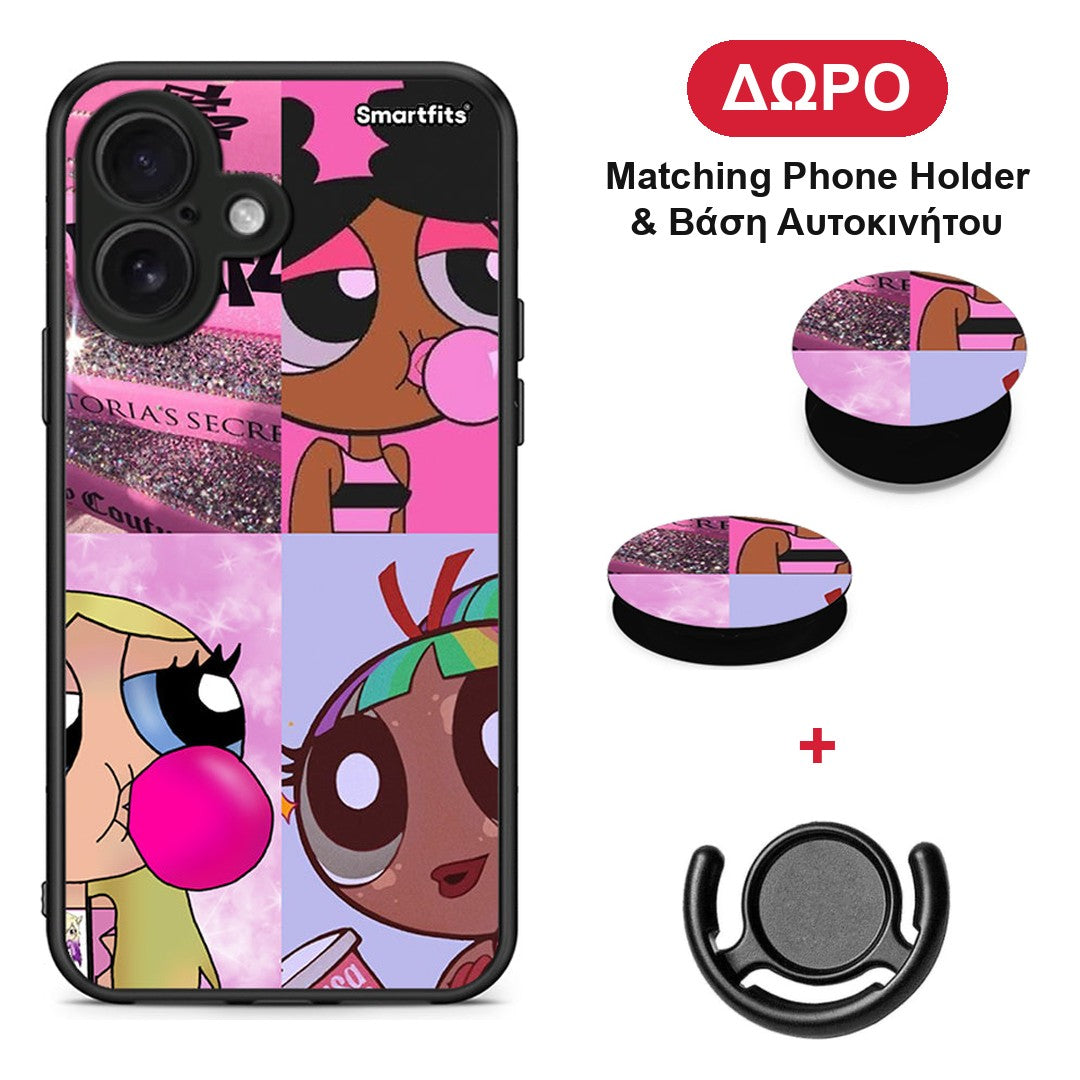 Bubble Girls - iPhone 16 θήκη + Δώρο Phone Holder & Βάση Αυτοκινήτου