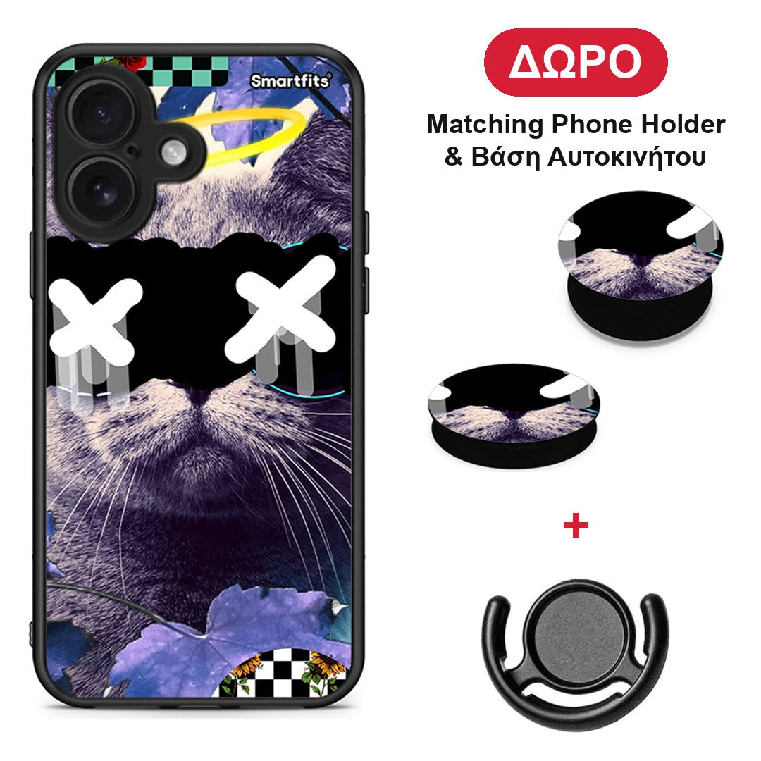 Cat Collage - iPhone 16 θήκη + Δώρο Phone Holder & Βάση Αυτοκινήτου