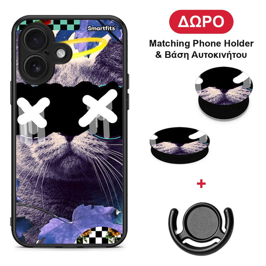 Cat Collage - iPhone 16 θήκη + Δώρο Phone Holder & Βάση Αυτοκινήτου