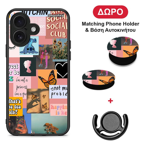 Collage Bitchin - iPhone 16 θήκη + Δώρο Phone Holder & Βάση Αυτοκινήτου