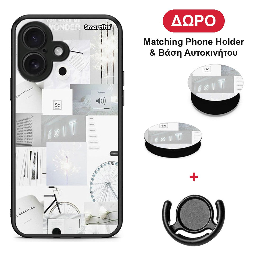 Collage Make Me Wonder - iPhone 16 θήκη + Δώρο Phone Holder & Βάση Αυτοκινήτου