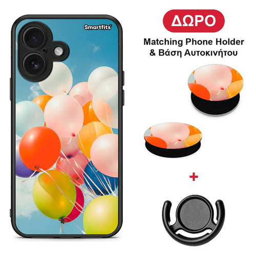 Colorful Balloons - iPhone 16 θήκη + Δώρο Phone Holder & Βάση Αυτοκινήτου