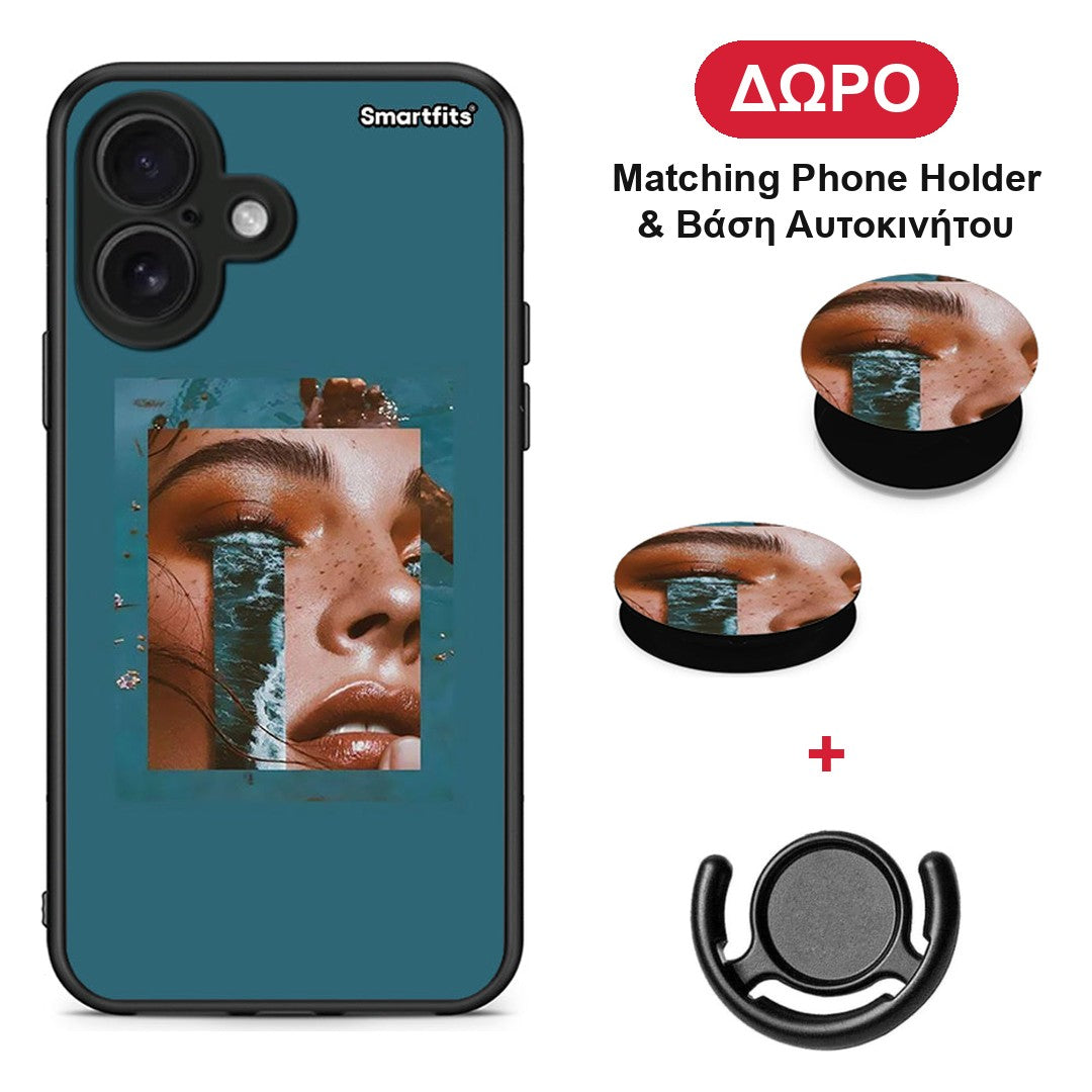 Cry An Ocean - iPhone 16 θήκη + Δώρο Phone Holder & Βάση Αυτοκινήτου