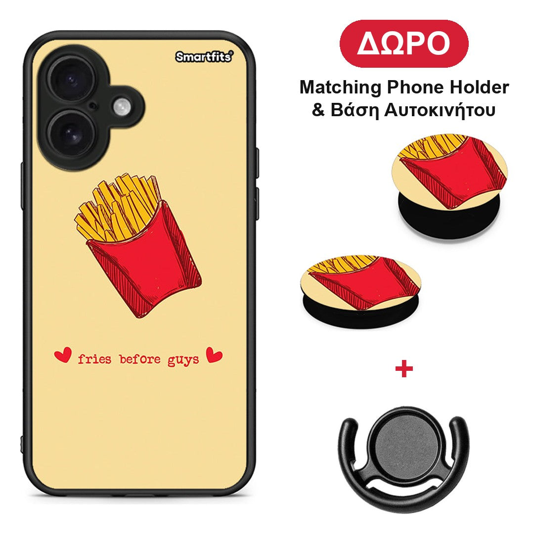 Fries Before Guys - iPhone 16 θήκη + Δώρο Phone Holder & Βάση Αυτοκινήτου