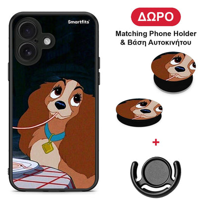 Lady And Tramp 2 - iPhone 16 θήκη + Δώρο Phone Holder & Βάση Αυτοκινήτου
