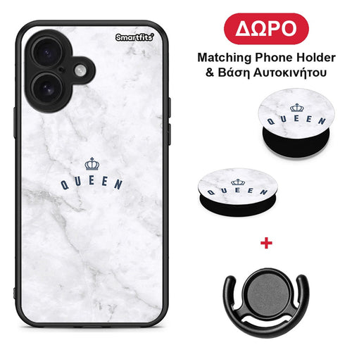 Marble Queen - iPhone 16 θήκη + Δώρο Phone Holder & Βάση Αυτοκινήτου