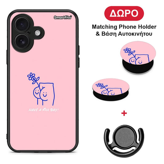Nice Day - iPhone 16 θήκη + Δώρο Phone Holder & Βάση Αυτοκινήτου
