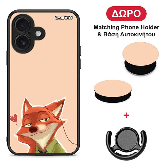 Nick Wilde And Judy Hopps Love 1 - iPhone 16 θήκη + Δώρο Phone Holder & Βάση Αυτοκινήτου