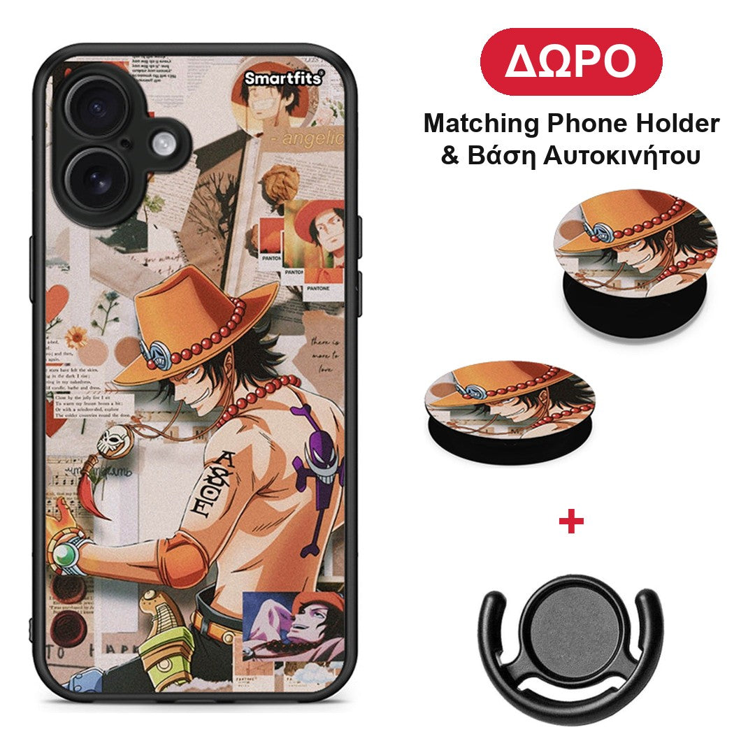 Anime Collage - iPhone 16 Plus θήκη + Δώρο Phone Holder & Βάση Αυτοκινήτου