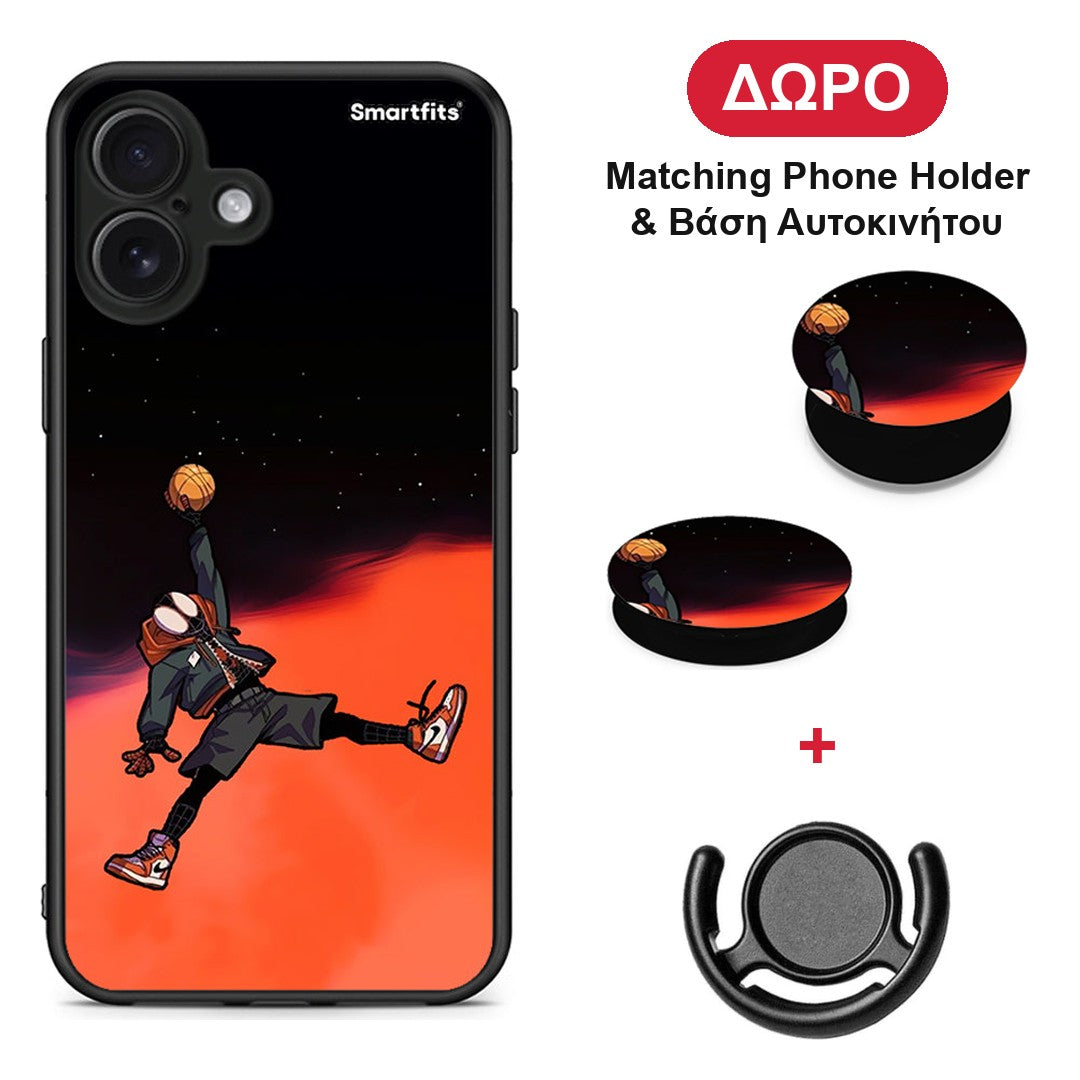 Basketball Hero - iPhone 16 Plus θήκη + Δώρο Phone Holder & Βάση Αυτοκινήτου