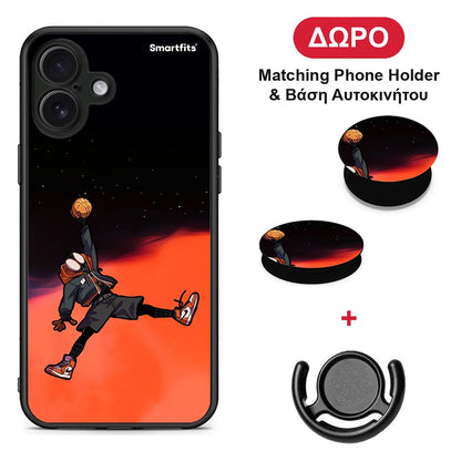 Basketball Hero - iPhone 16 Plus θήκη + Δώρο Phone Holder & Βάση Αυτοκινήτου