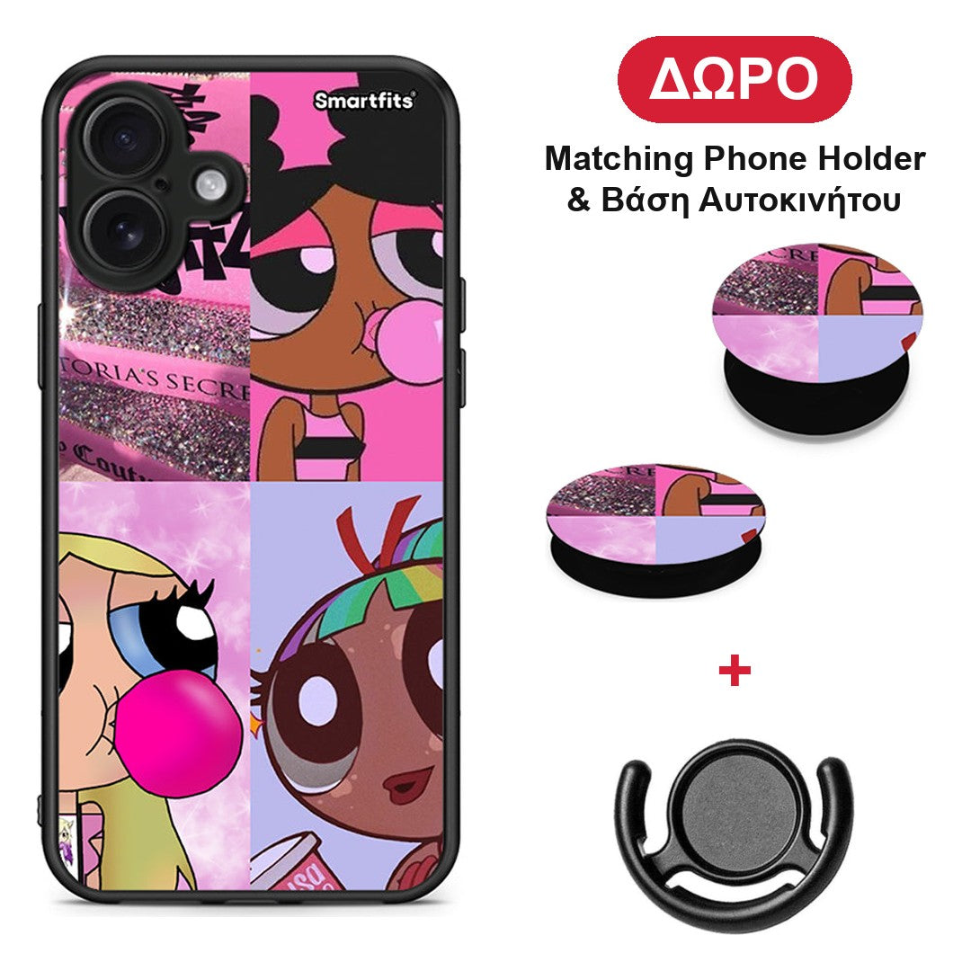 Bubble Girls - iPhone 16 Plus θήκη + Δώρο Phone Holder & Βάση Αυτοκινήτου