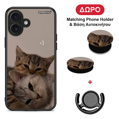 Cats In Love - iPhone 16 Plus θήκη + Δώρο Phone Holder & Βάση Αυτοκινήτου