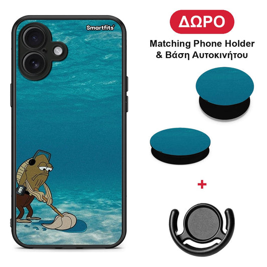 Clean The Ocean - iPhone 16 Plus θήκη + Δώρο Phone Holder & Βάση Αυτοκινήτου