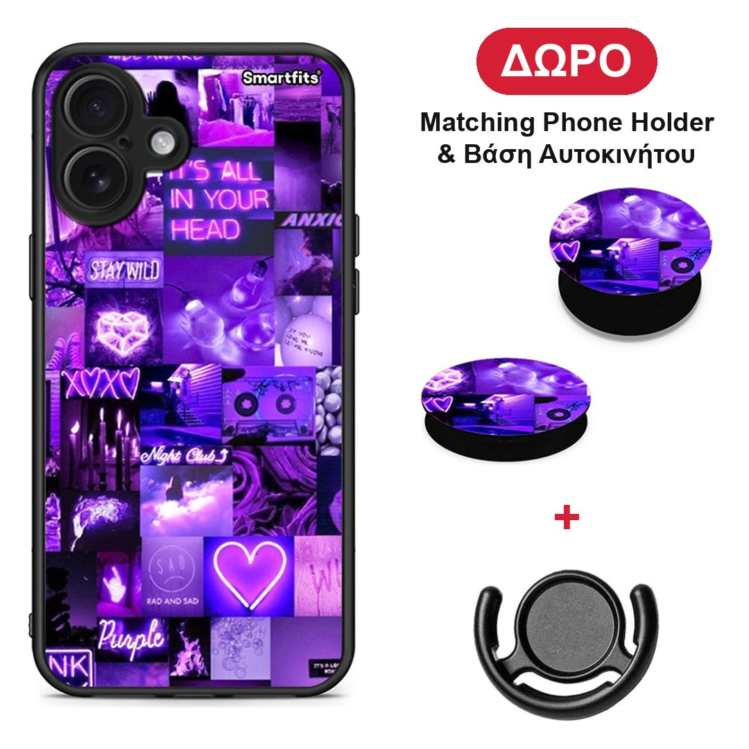 Collage Stay Wild - iPhone 16 Plus θήκη + Δώρο Phone Holder & Βάση Αυτοκινήτου