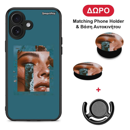 Cry An Ocean - iPhone 16 Plus θήκη + Δώρο Phone Holder & Βάση Αυτοκινήτου