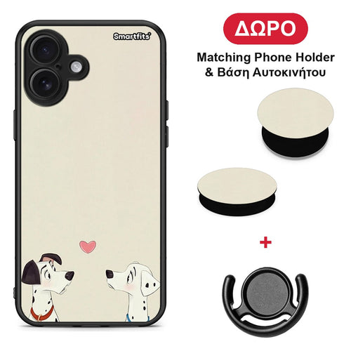Dalmatians Love - iPhone 16 Plus θήκη + Δώρο Phone Holder & Βάση Αυτοκινήτου