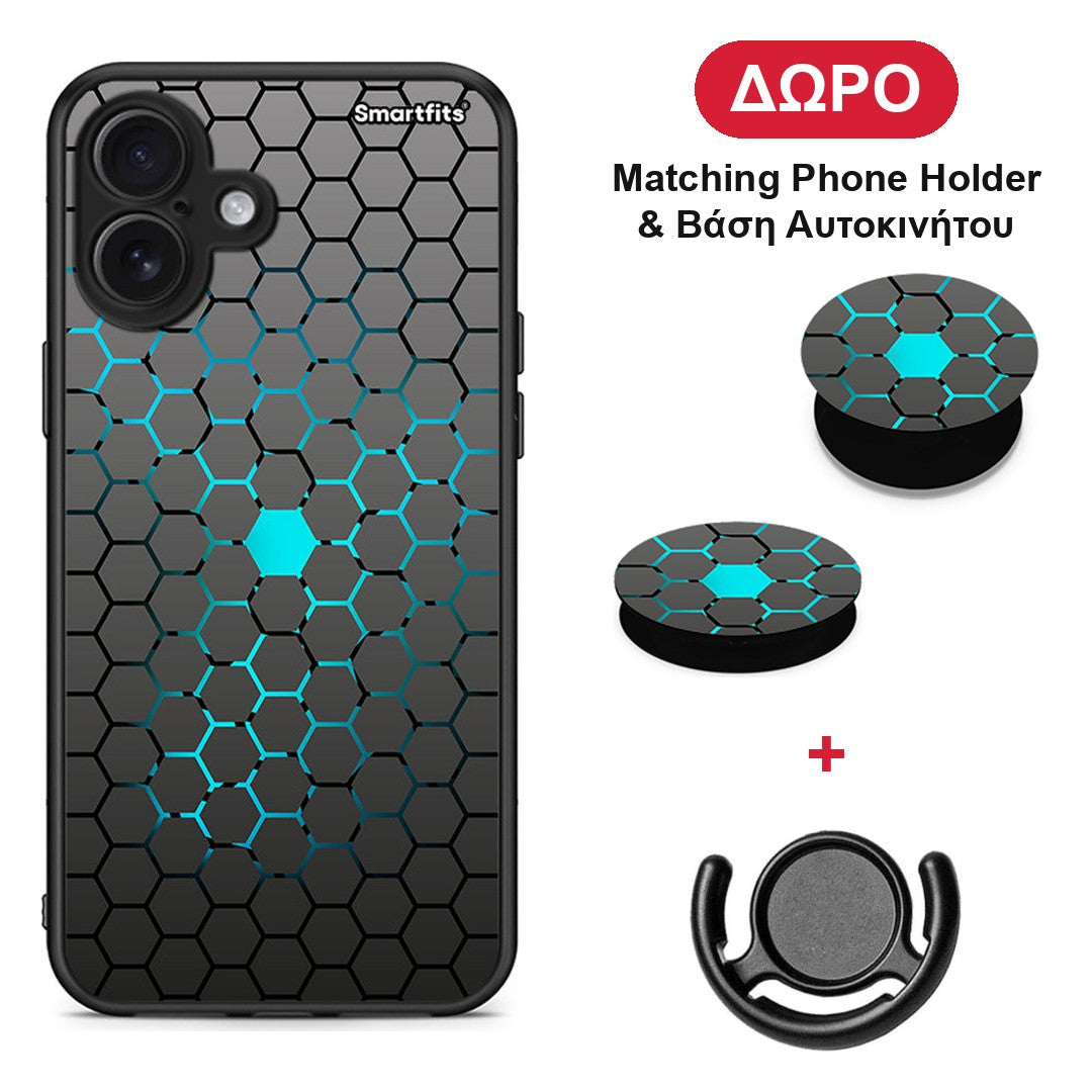 Geometric Hexagonal - iPhone 16 Plus θήκη + Δώρο Phone Holder & Βάση Αυτοκινήτου