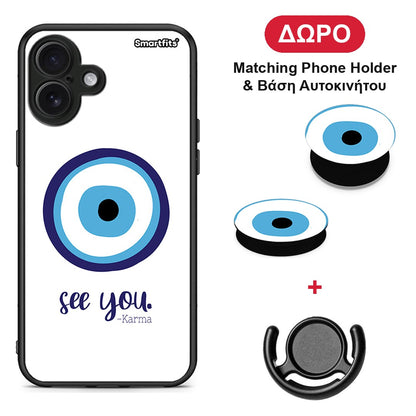 Karma Says - iPhone 16 Plus θήκη + Δώρο Phone Holder & Βάση Αυτοκινήτου
