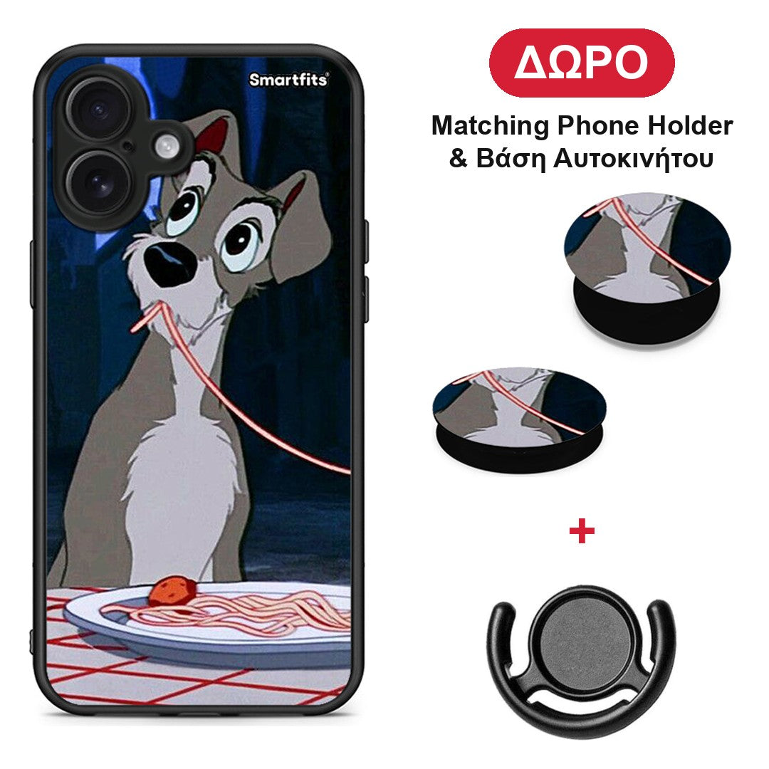 Lady And Tramp 1 - iPhone 16 Plus θήκη + Δώρο Phone Holder & Βάση Αυτοκινήτου