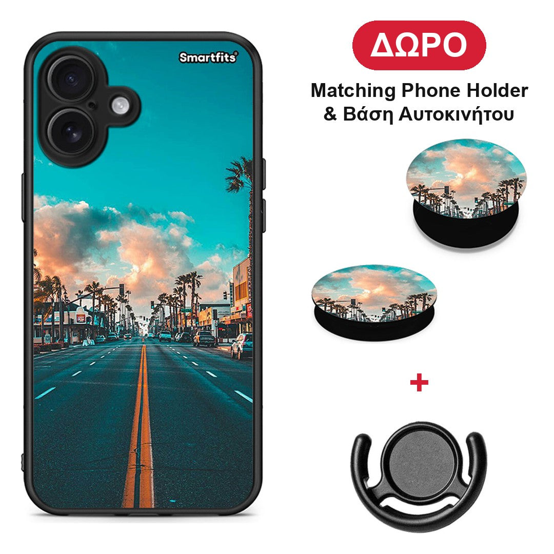 Landscape City - iPhone 16 Plus θήκη + Δώρο Phone Holder & Βάση Αυτοκινήτου