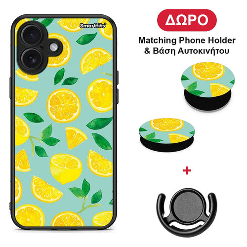 Lemons - iPhone 16 Plus θήκη + Δώρο Phone Holder & Βάση Αυτοκινήτου