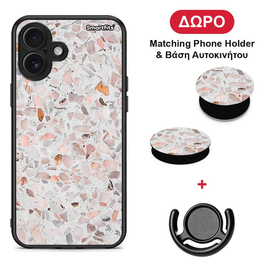 Marble Terrazzo - iPhone 16 Plus θήκη + Δώρο Phone Holder & Βάση Αυτοκινήτου
