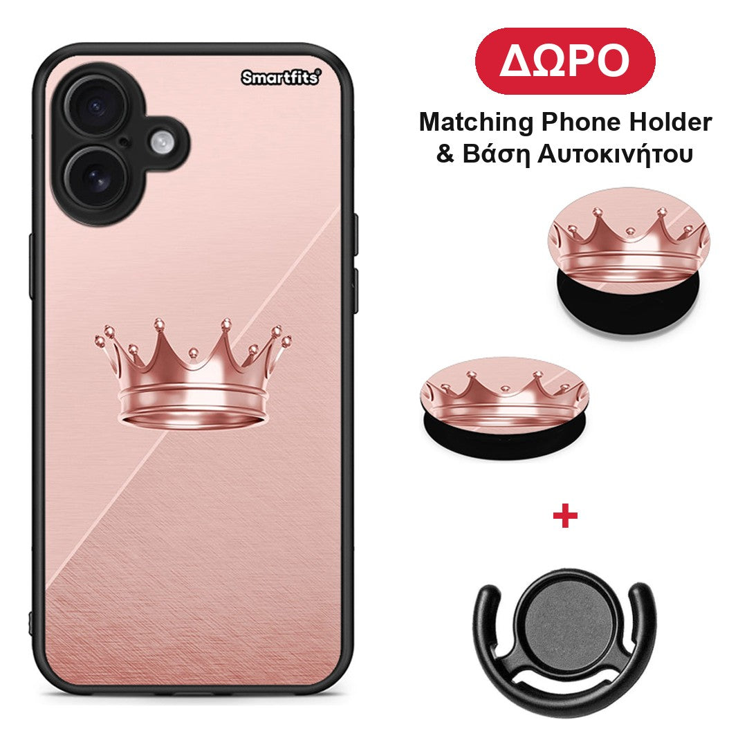Minimal Crown - iPhone 16 Plus θήκη + Δώρο Phone Holder & Βάση Αυτοκινήτου