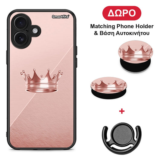 Minimal Crown - iPhone 16 Plus θήκη + Δώρο Phone Holder & Βάση Αυτοκινήτου
