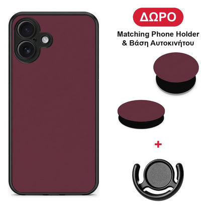 Muted Burgundy - iPhone 16 Plus θήκη + Δώρο Phone Holder & Βάση Αυτοκινήτου