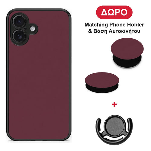 Muted Burgundy - iPhone 16 Plus θήκη + Δώρο Phone Holder & Βάση Αυτοκινήτου